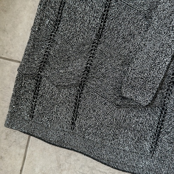 Spense silver metallic knit chevron dress small - Picture 3 of 4